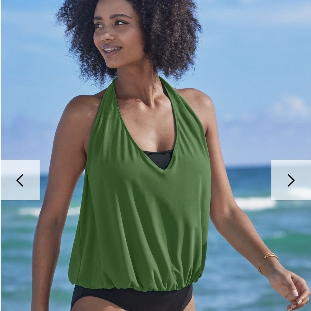 Nwot VENUS TEAL/BLK  Never Worn. ONE PIECE  Green Halter Women's With Swim Top